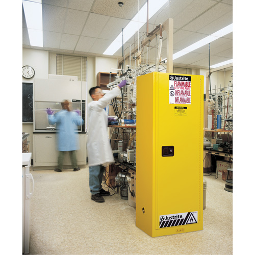 Sure-Grip&reg; EX Slimline Flammable Safety Cabinet, 22 gal., 1 Door, 23.25" W x 65" H x 18" D Equipment World
