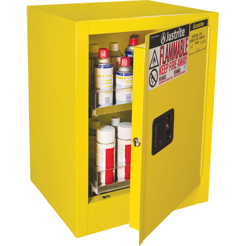 Sure-Grip&reg; EX Benchtop Flammable Safety Cabinet, 24 gal., 1 Door, 21" W x 27" H x 18" D Equipment World