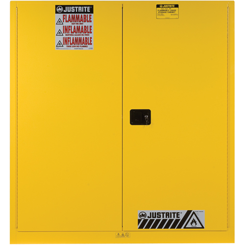 Sure-Grip&reg; EX Vertical Drum Storage Cabinets, 60 US gal. Cap., 2 Drums, Yellow Equipment World