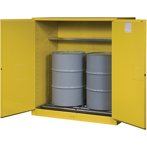 Sure-Grip&reg; EX Vertical Drum Storage Cabinets, 110 US gal. Cap., 2 Drums, Yellow Equipment World