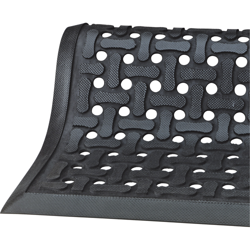Comfort Flow Mats, Slotted, 2-83/100' x 9-1/12' x 3/8", Black, Nitrile Equipment World