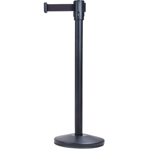 Barri&egrave;res sur pieds pour le contr&ocirc;le des foules, Acier, 35" h, Ruban Noir, Longueur du ruban 7' Equipment World