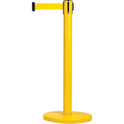 Barri&egrave;res sur pieds pour le contr&ocirc;le des foules, Acier, 35" h, Ruban Jaune, Longueur du ruban 7' Equipment World