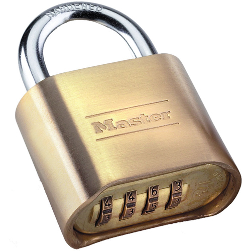 Combination Padlock, Silver, Brass Coating, 2" Width Equipment World