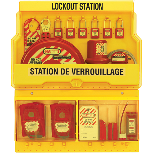 Deluxe Lockout Stations, Thermoplastic Padlocks, 32 Padlock Capacity, Padlocks Included Equipment World