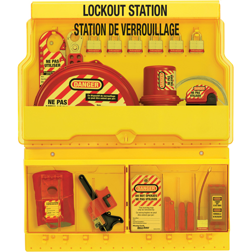 Deluxe Lockout Stations, Aluminum Padlocks, 32 Padlock Capacity, Padlocks Included Equipment World