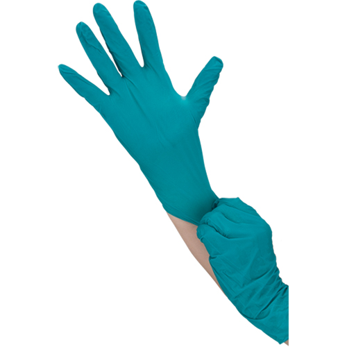 Gants jetables TouchNTuff, 7, Nitrile, 5 mils, Poudr&eacute;s, Vert Equipment World