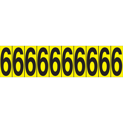 Individual Adhesive Number Markers, 6, 1-15/16" H, Black on Yellow Equipment World