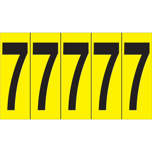 Individual Adhesive Number Markers, 7, 3-7/8" H, Black on Yellow Equipment World