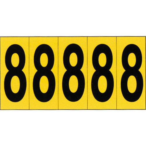 Individual Adhesive Number Markers, 8, 3-7/8" H, Black on Yellow Equipment World