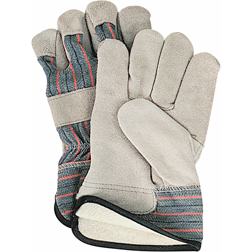 Winter-Lined Fitters Gloves, Large, Split Cowhide Palm, Cotton Fleece Inner Lining Equipment World
