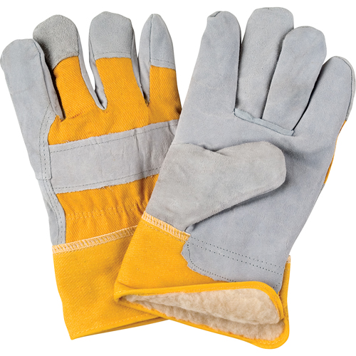 Winter-Lined Fitters Gloves, Large, Split Cowhide Palm, Boa Inner Lining Equipment World