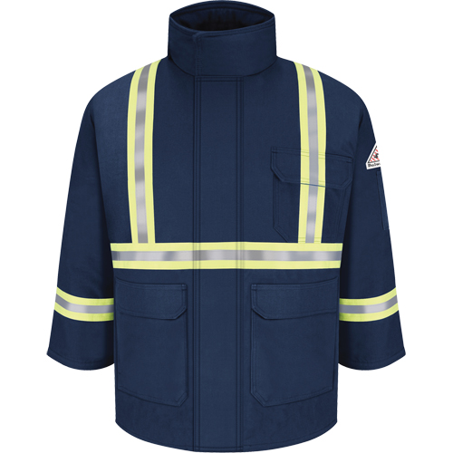 Flame Resistant Parkas with Reflective Striping, Men's, 3X-Large, Navy Blue Equipment World