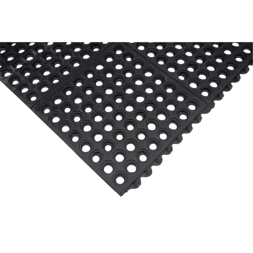 Anti-Fatigue Link Matting, Honeycomb, 3' x 3' x 1/2", Black, Natural Rubber Equipment World
