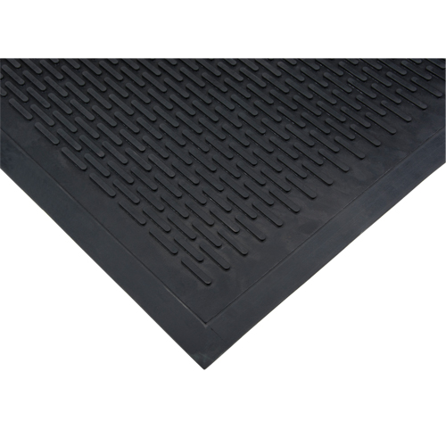 Low-Profile Matting, Rubber, Scraper Type, Solid Pattern, 3' x 5', Black Equipment World