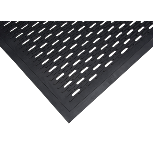 Low-Profile Matting, Rubber, Scraper Type, Slotted Pattern, 3' x 5', Black Equipment World