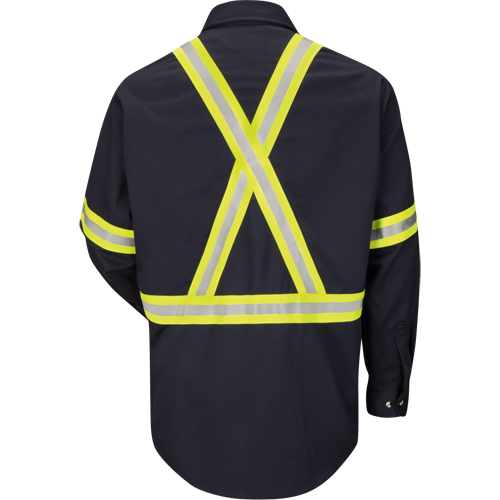 Work Shirt with Reflective Trim, Cotton/Nylon, Medium, High Visibility Orange Equipment World