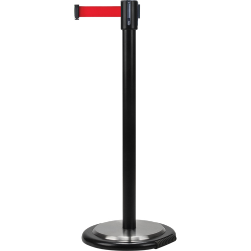 Free-Standing Crowd Control Barrier, Steel, 35" H, Red Tape, 7' Tape Length Equipment World