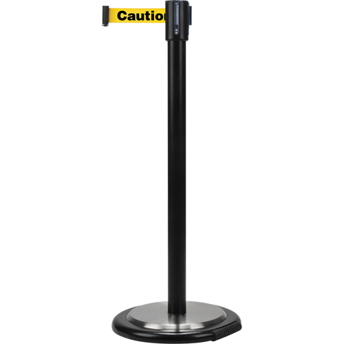 Barri&egrave;res sur pieds pour le contr&ocirc;le des foules, Acier, 35" h, Ruban Jaune, Longueur du ruban 7' Equipment World