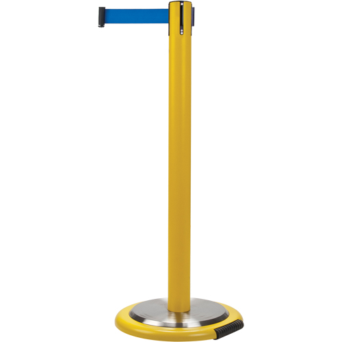 Barri&egrave;res sur pieds pour le contr&ocirc;le des foules, Acier, 35" h, Ruban Bleu, Longueur du ruban 7' Equipment World