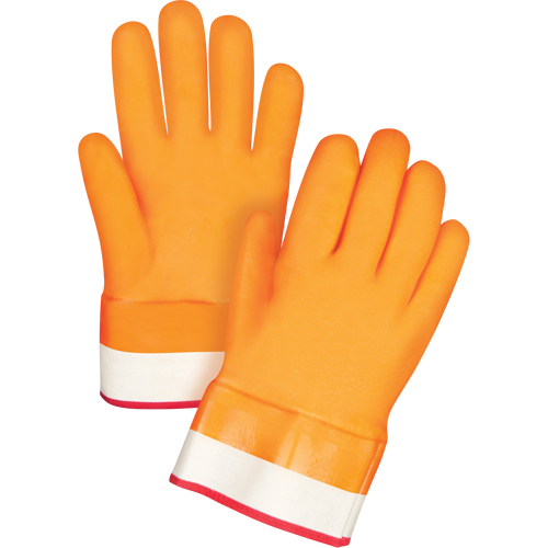 Gants doubl&eacute;s pour l'hiver r&eacute;sistants aux produits chimiques, Taille Grand/9, 10" lo, PVC, Doublure en Molleton de mousse, Gant de calibre hiver Equipment World