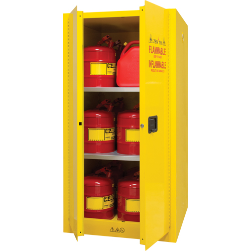 Flammable Storage Cabinet, 60 gal., 2 Door, 34" W x 65" H x 34" D Equipment World