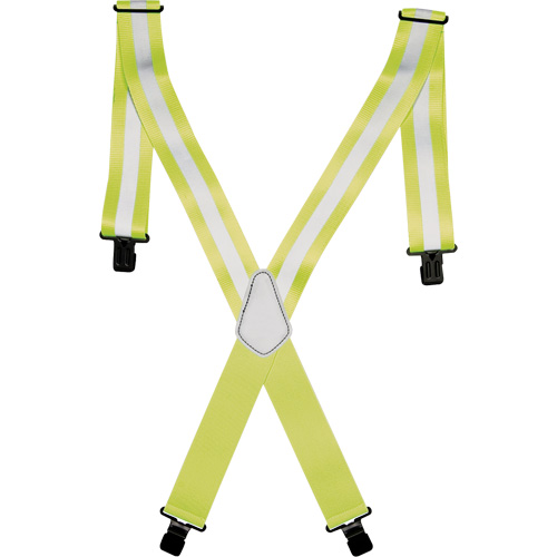 Hi-Viz 2" Work Suspenders, High Visibility Lime-Yellow, Silver Reflective Colour, One Size Equipment World
