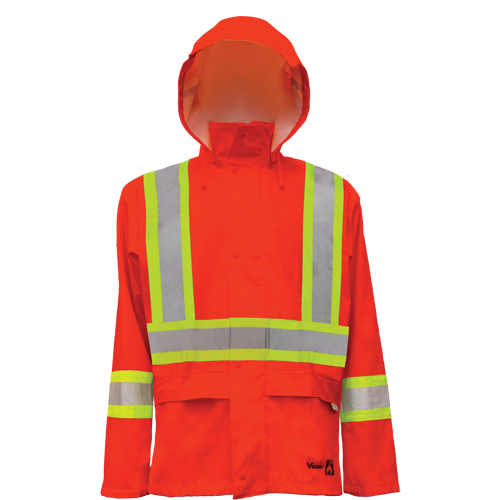 Hi-Vis FR/PU Safety Rain Jackets, Small, High Visibility Orange Equipment World