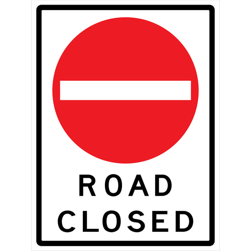 "Road Closed" Roll-Up Traffic Sign, 36" x 48", Vinyl, English with Pictogram Equipment World