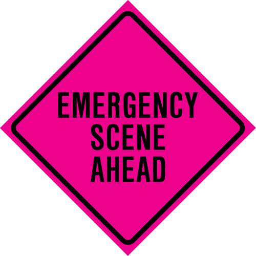Enseigne enroulable de circulation  Emergency Scene Ahead , 36" x 36", Vinyle, Anglais Equipment World