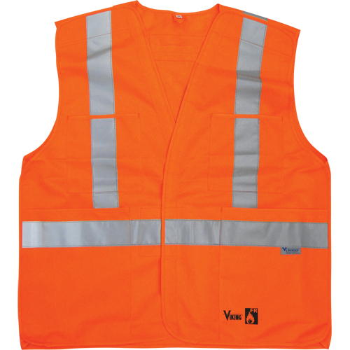 Fire Retardant Safety Vest, High Visibility Orange, Medium/Small, Polyester Equipment World