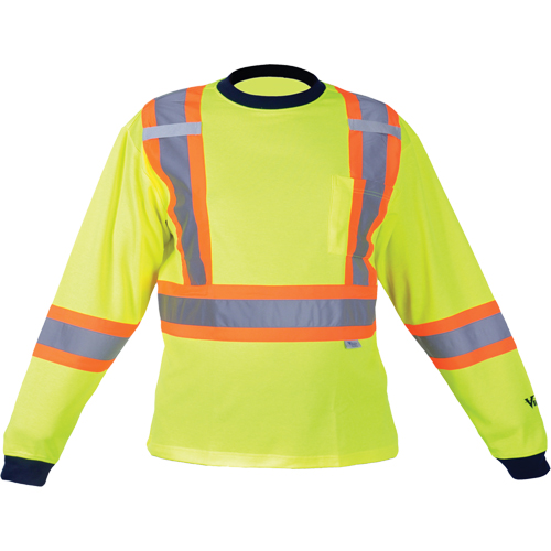 Safety Long Sleeve Shirt, Polyester, Medium, High Visibility Lime-Yellow Equipment World