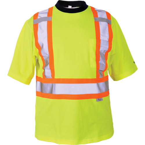 Safety T-Shirt, Polyester, Medium, High Visibility Lime-Yellow Equipment World