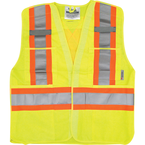 Traffic Safety Vest, High Visibility Lime-Yellow, Medium/Small, Polyester Equipment World
