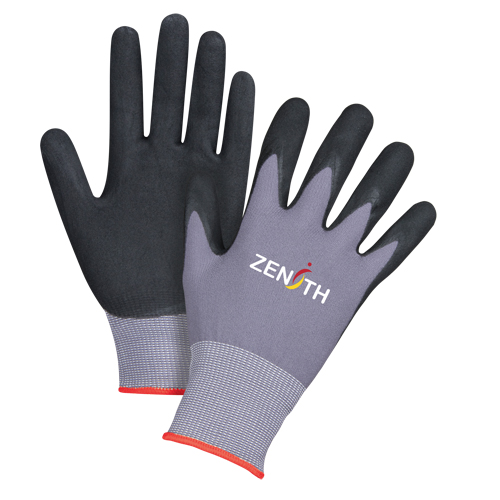 Gants ZX-1 de premi&egrave;re qualit&eacute; compatibles avec les &eacute;crans tactiles, 6/T-petit, R&ecirc;vetement Mousse de nitrile, Calibre 15, Enveloppe en Nylon Equipment World