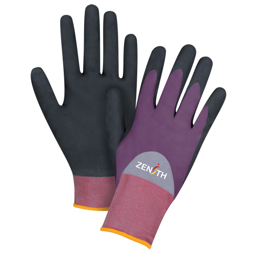Gants enduits de premi&egrave;re qualit&eacute; ZX-2, 7/Petit, R&ecirc;vetement Nitrile/Mousse de nitrile, Calibre 18, Enveloppe en Nylon Equipment World