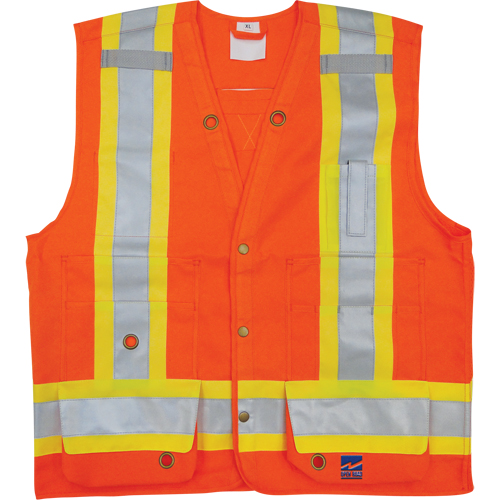 Surveyor Safety Vest, High Visibility Orange, Small, Polyester Equipment World