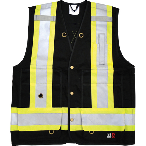 Fire Retardant Surveyor Safety Vest, Black, Small, Cotton Equipment World