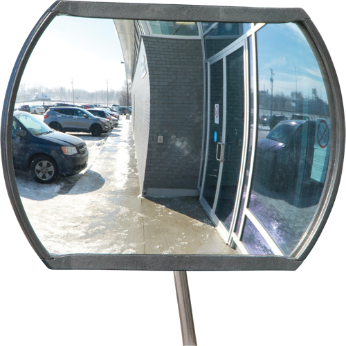 Roundtangular Convex Mirror with Telescopic Arm, 12" H x 18" W, Indoor/Outdoor Equipment World