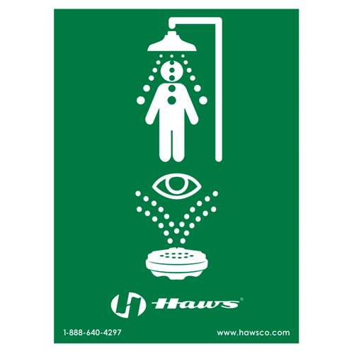 Emergency Shower/Eyewash Sign, 24" x 18", Plastic, Pictogram Equipment World