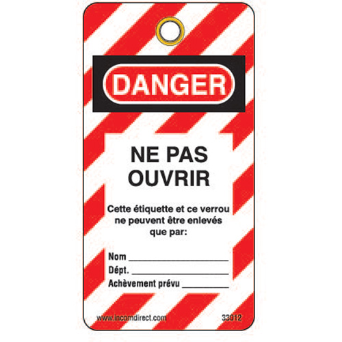 Lockout Tags, Plastic, 3" W x 5-3/4" H, French Equipment World