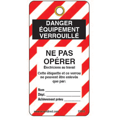 Lockout Tags, Plastic, 3" W x 5-3/4" H, French Equipment World