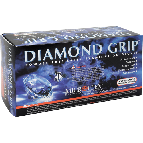 Diamond Grip Examination Gloves, X-Small, Latex, 8 mils, Powder-Free, Natural, Class 2 Equipment World