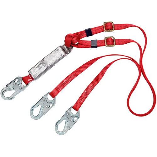 PRO Shock-Absorbing Lanyard, 6', Snap Hook Center, Snap Hook Leg Ends, Polyester Equipment World