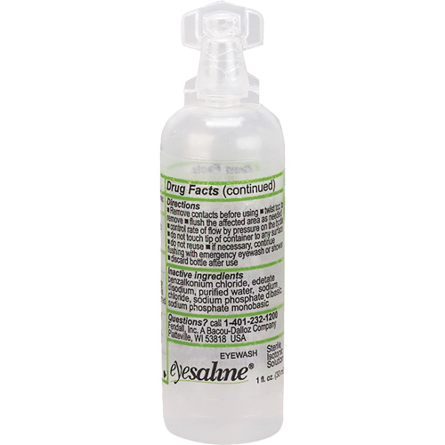 Saline Eyewash Bottles, Full Bottle, 1 oz. Equipment World