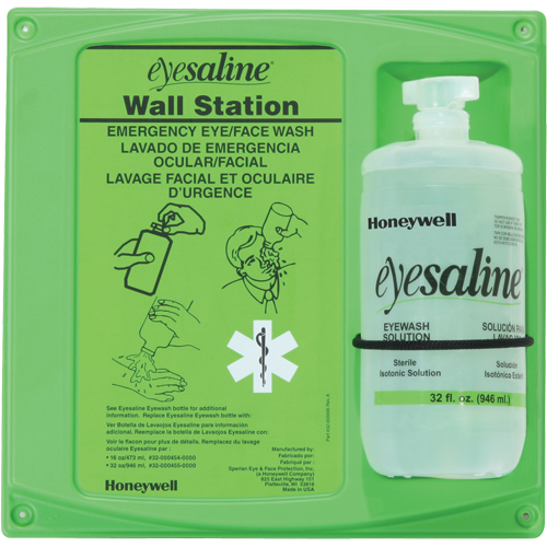 Support mural pour solution saline de douche oculaire, Simple Equipment World