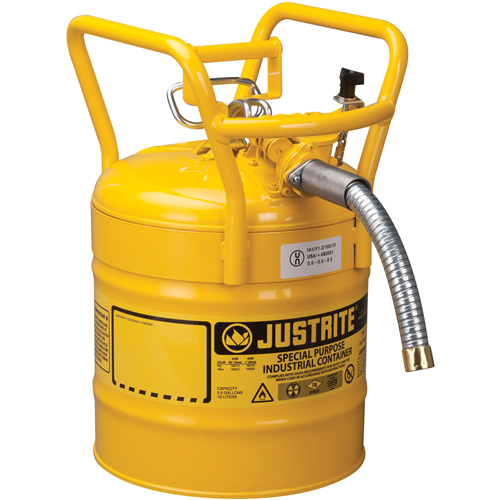 D.O.T. AccuFlow Safety Cans, Type II, Steel, 5 US gal., Yellow, FM Approved Equipment World