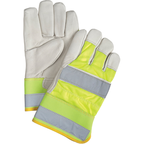 Premium Quality High Visibility Fitters Gloves, Large, Grain Cowhide Palm Equipment World