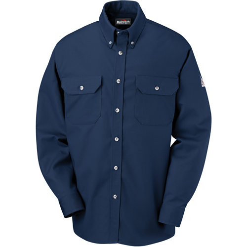Flame-Resistant Cool Touch&reg; 2 Button Front Deluxe Shirts, Small, Navy Blue Equipment World