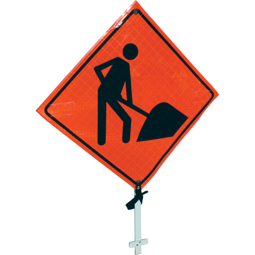 Men At Work Pole Sign, 24" x 24", Vinyl, Pictogram Equipment World